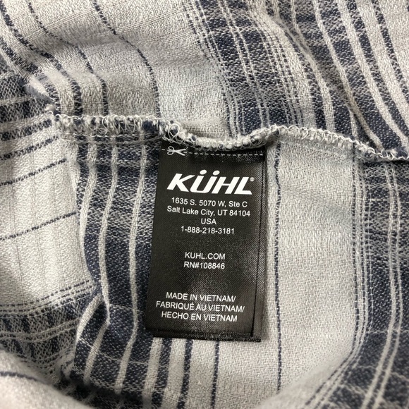 KUHL Skorpio Cotton Linen Blend Button Down Short Sleeve Plaid Gray Shirt S - Picture 9 of 16